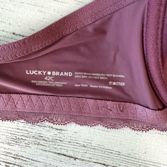LUCKY BRAND Wide Strap Underwire Bra 42C Mauve - Picture 9 of 9